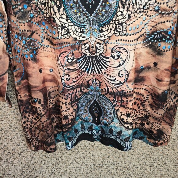 Chicos Top Womens 2‎ US Large Blue Embellished Scoop Neck Tee Casual Ladies - Picture 5 of 7